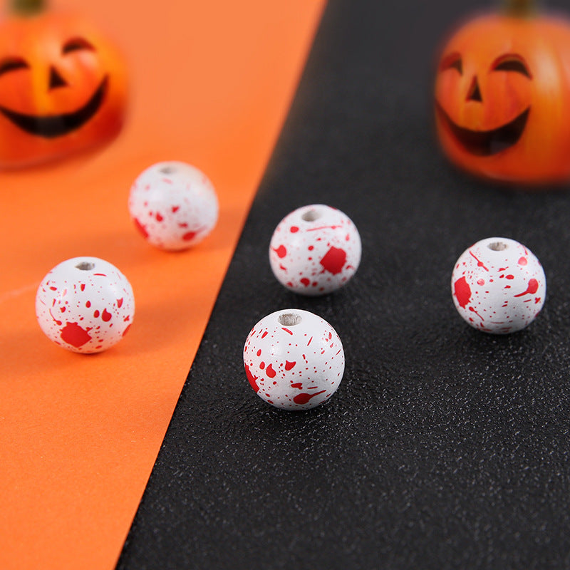 Halloween 16mm Straight Hole Pumpkin Ghost Bulk Wooden Bead