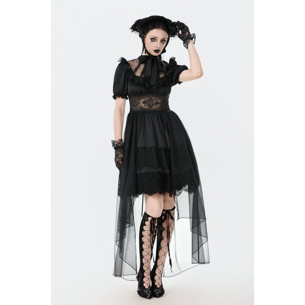Dark in Love Ebon Rose High-Low Mesh & Lace Goth Dress