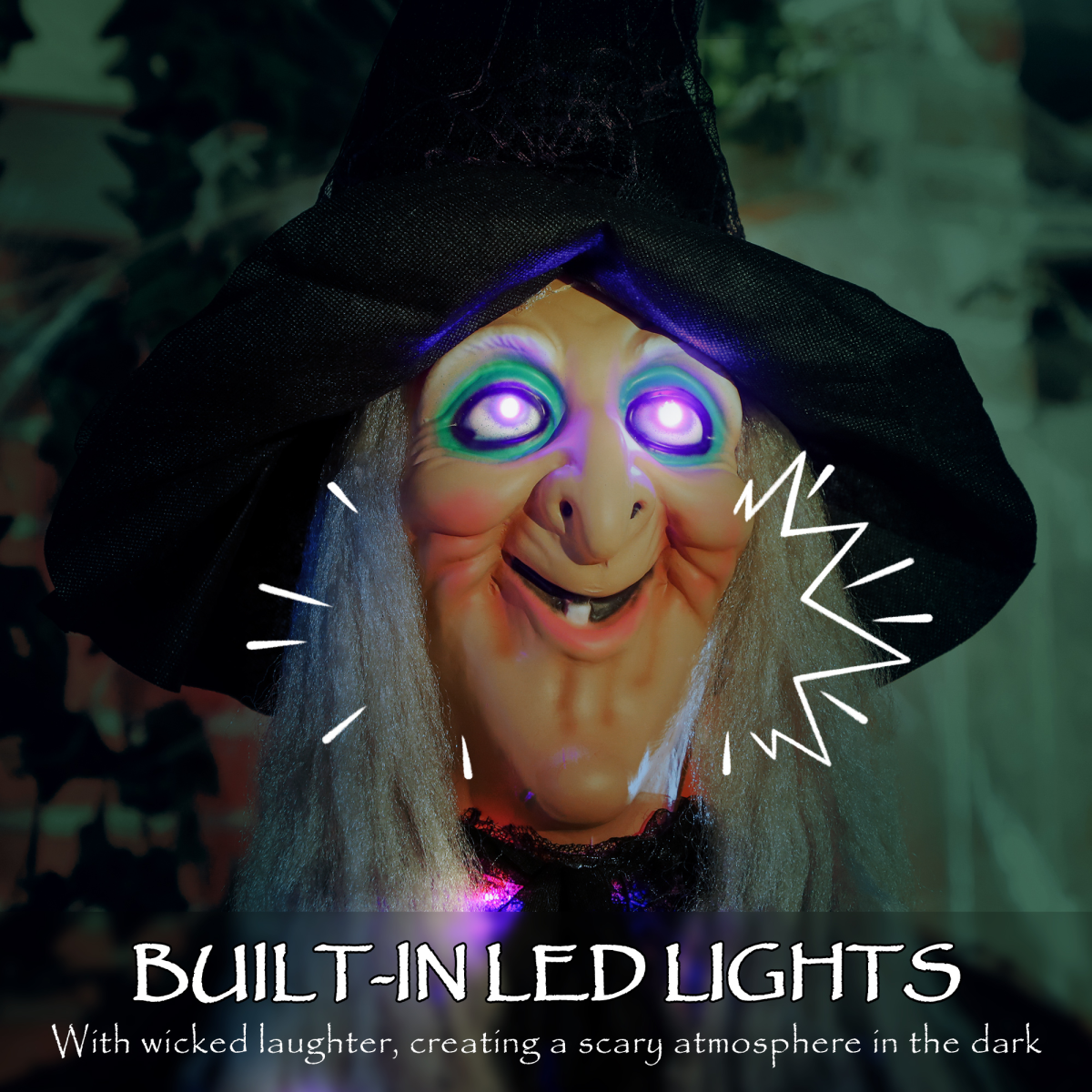Outsunny Voice Activated Halloween Animatronics Witch, Battery Operated