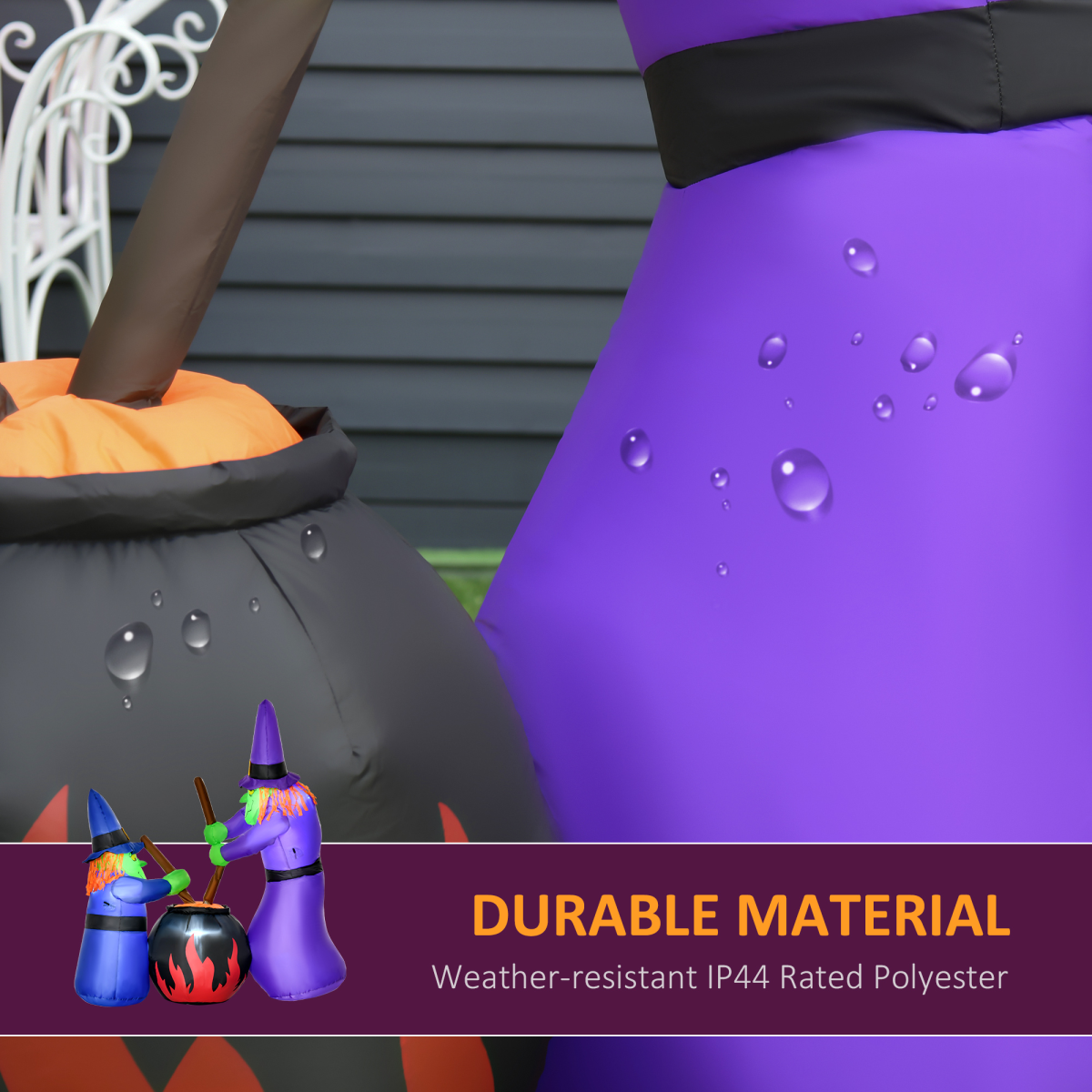 1.8m Inflatable Halloween Lawn Deco with LED Witches Around A Black Cauldron