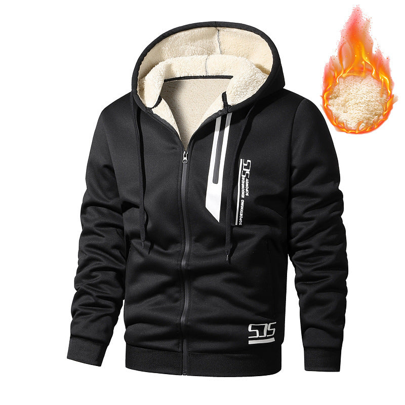 Men's Cashmere Fleece-Lined Thickened Hoodie Jacket