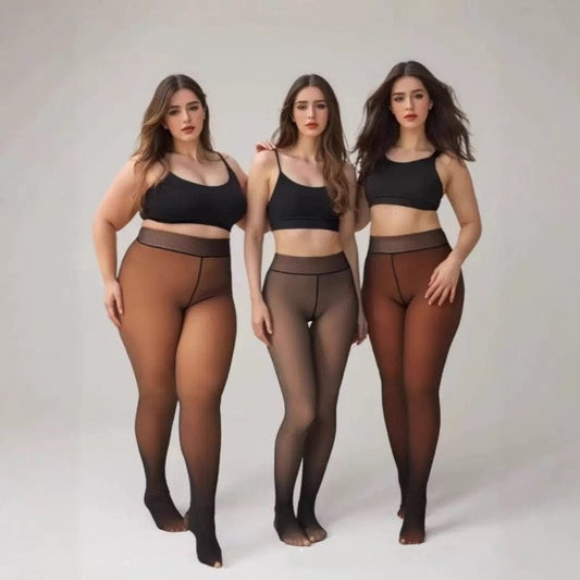 One-line True See-through Leggings Fleece-lined Warm Women's Outer Wear Pantyhose