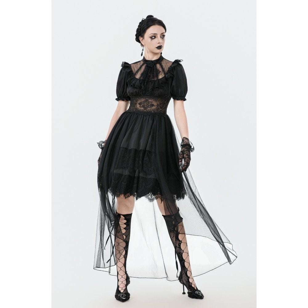 Dark in Love Ebon Rose High-Low Mesh & Lace Goth Dress