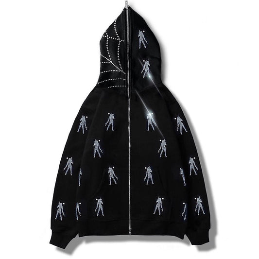 Autumn And Winter Loose Type Y2K Trend Water Drill Hoodie Cardigan