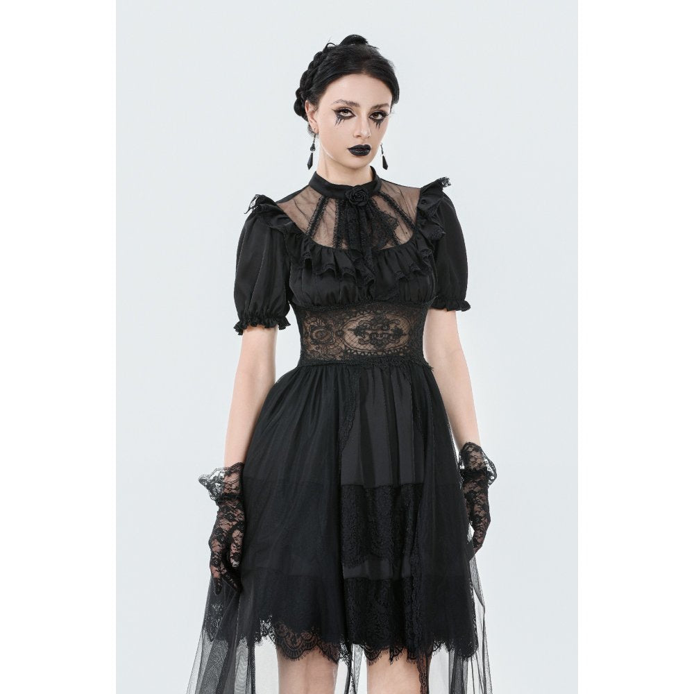 Dark in Love Ebon Rose High-Low Mesh & Lace Goth Dress