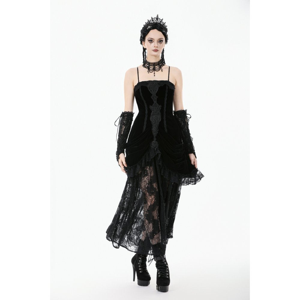 Dark in Love Vampiress Royal Velvet and Lace Maxi Dress