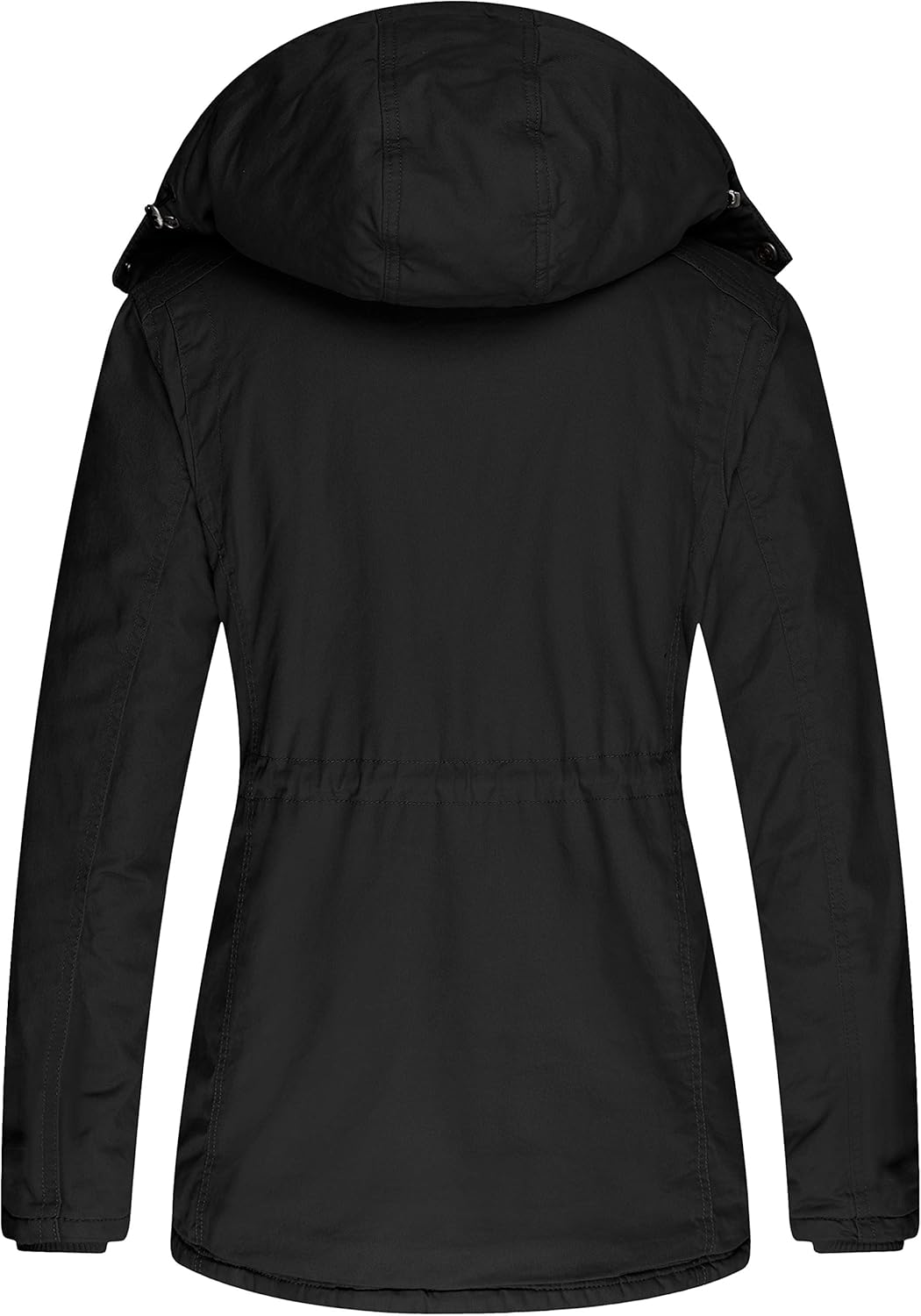 Womens Winter Parka Coat Sherpa Lined Hooded Twill Cotton Size L Black