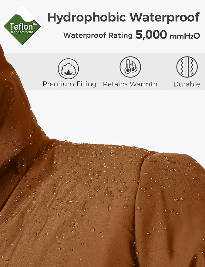 Mens Long Puffer Jacket Winter Windproof Padded Coat Brown Size S Wantdo