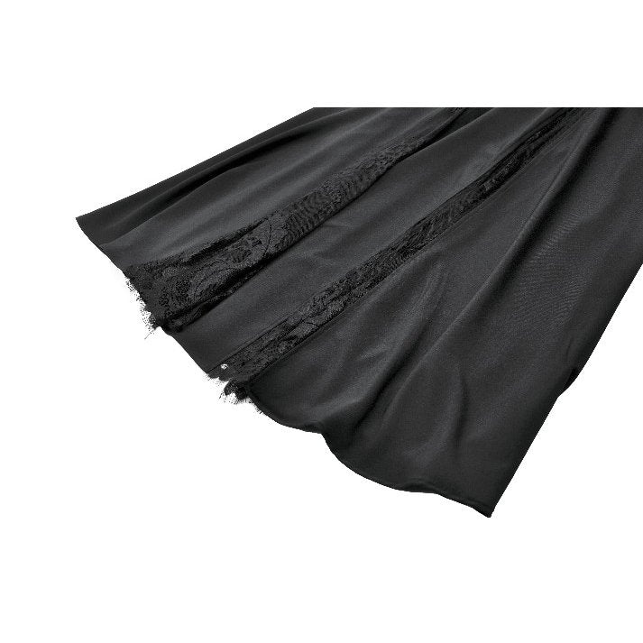 Dark in Love Dalaria High Waist Gothic Long Skirt - Lace Inset Panel