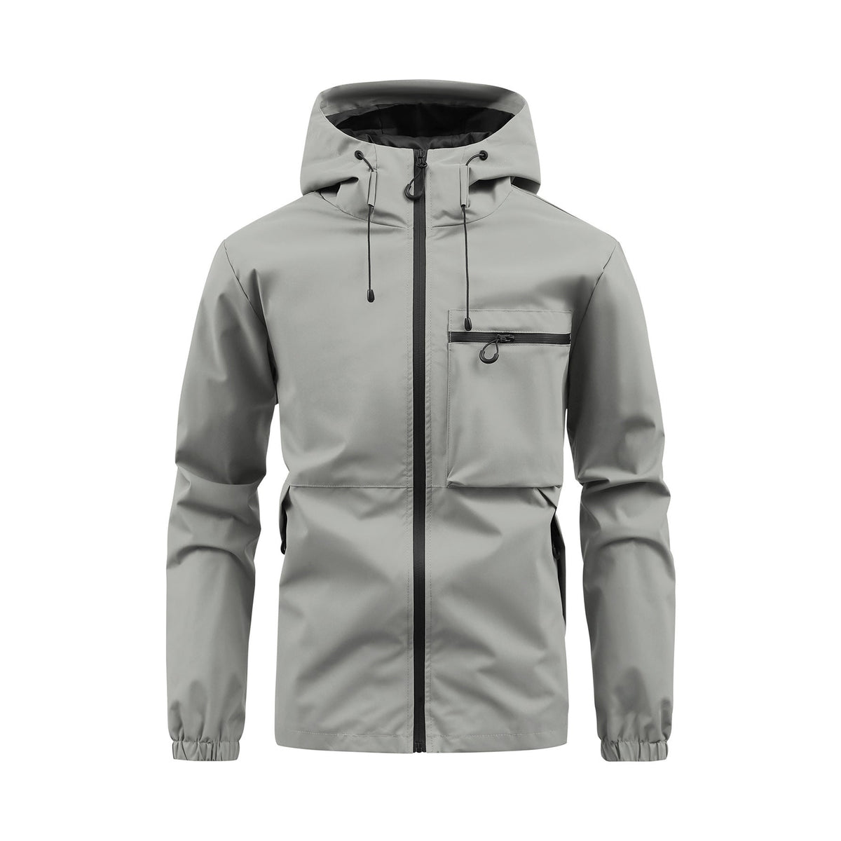 Men’s Fashion Casual Hooded Outdoor Coat – Solid Colour Multi-Pocket Workwear Jacket