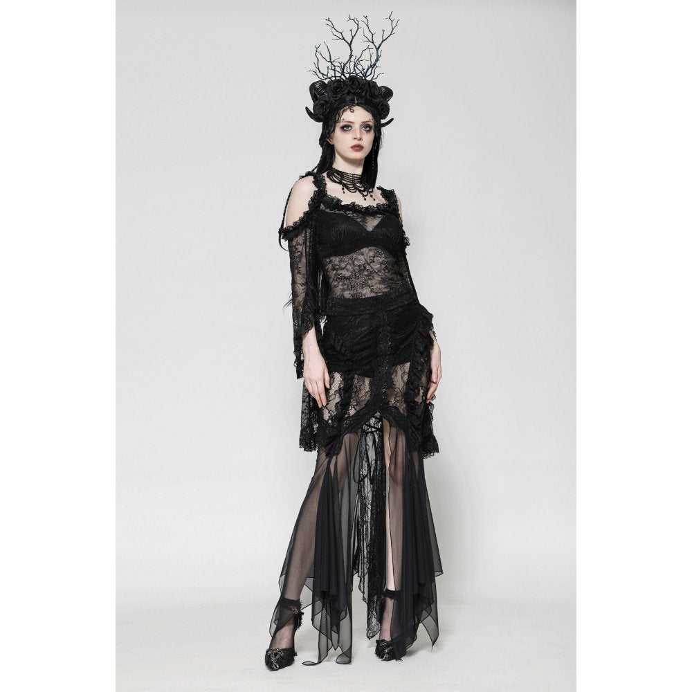 Dark in Love Nevaeh Gothic Lace and Mesh Mermaid Skirt