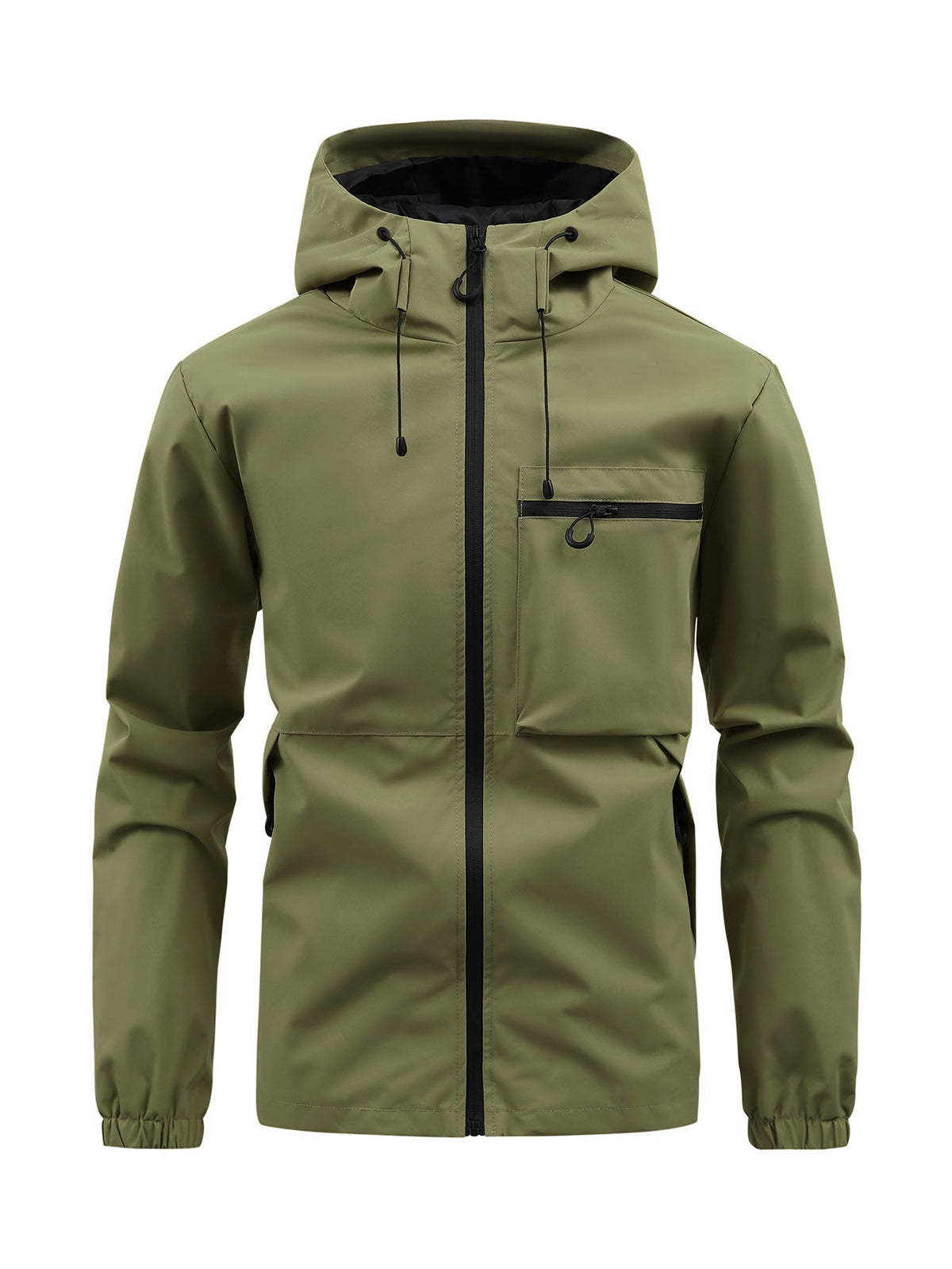 Men’s Fashion Casual Hooded Outdoor Coat – Solid Colour Multi-Pocket Workwear Jacket