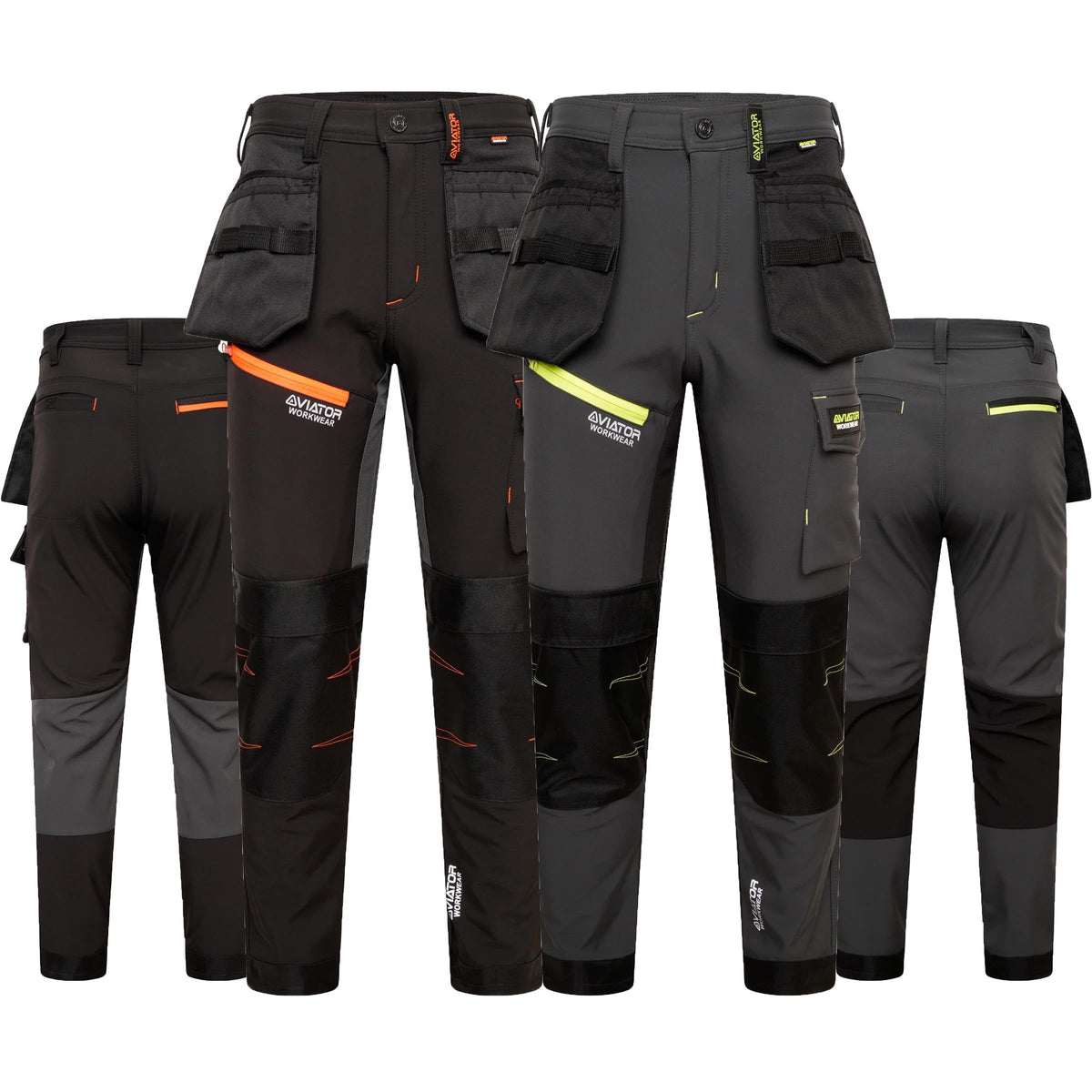 Mens Softshell Waterproof Cargo Workwear Trousers - Fleece Lined
