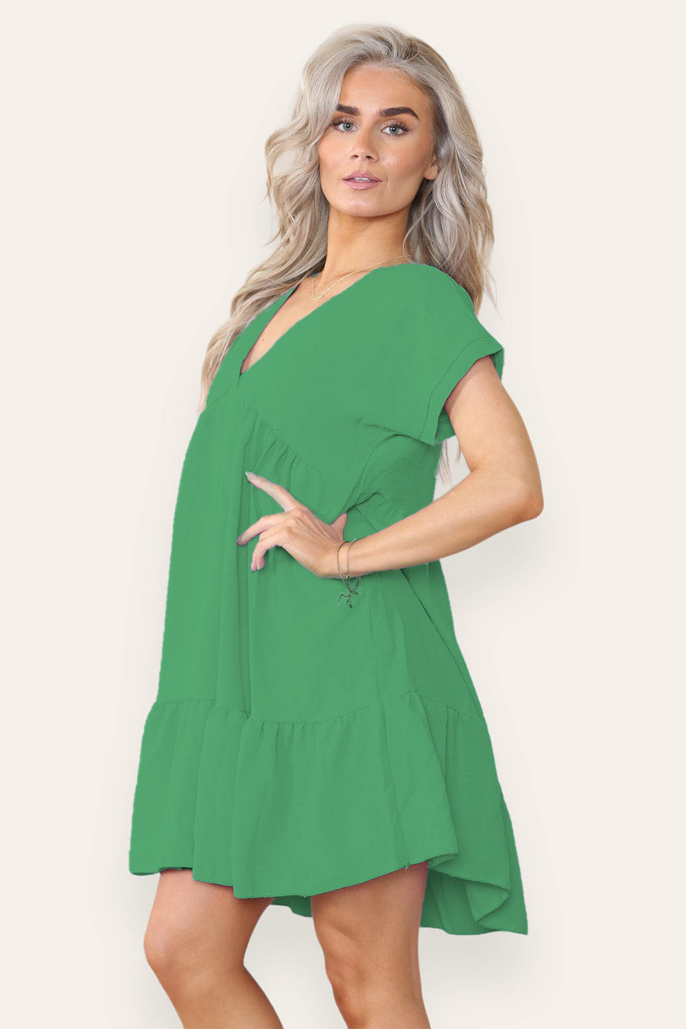 Womens Fancy Style Tiered Smock Dress