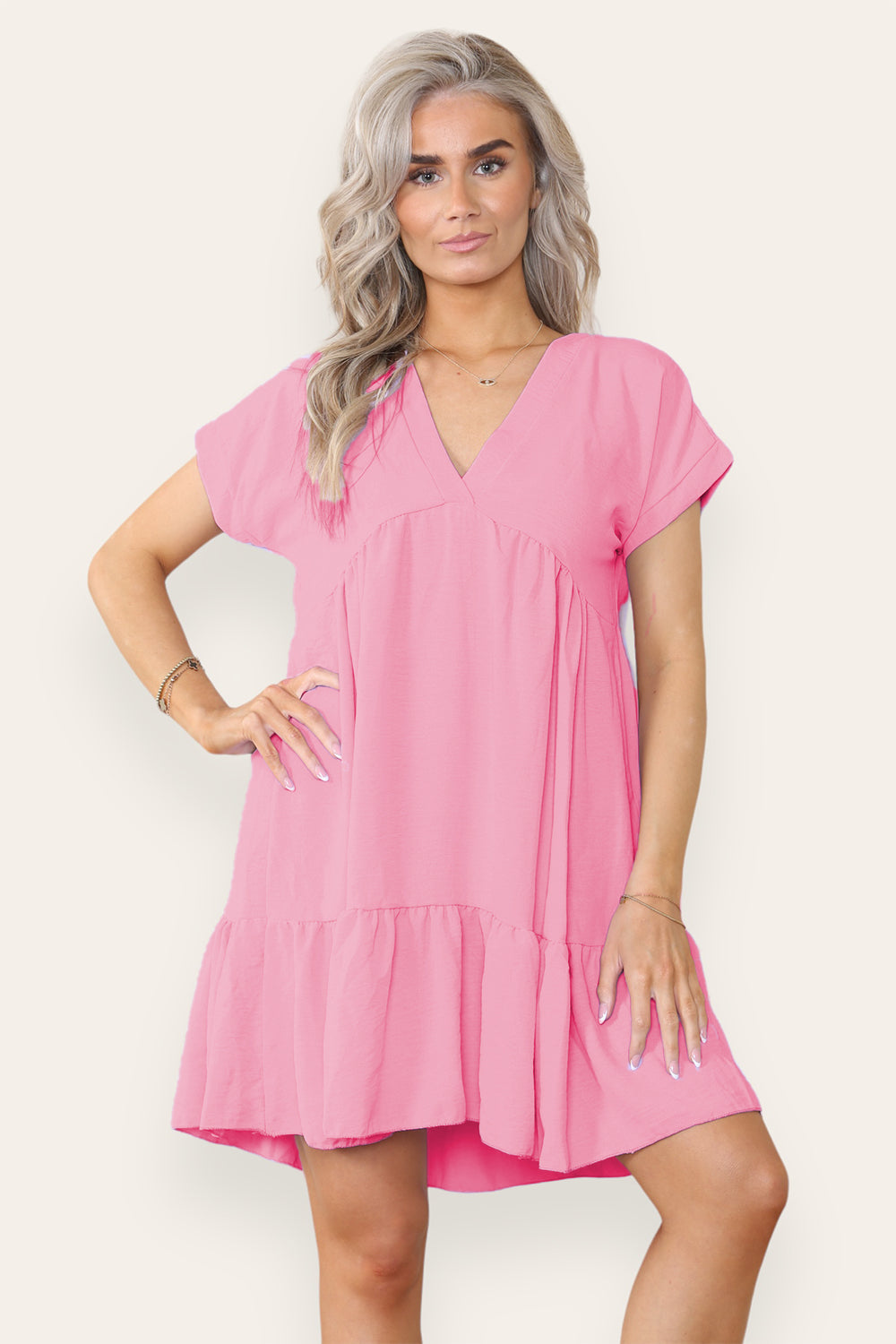 Womens Fancy Style Tiered Smock Dress