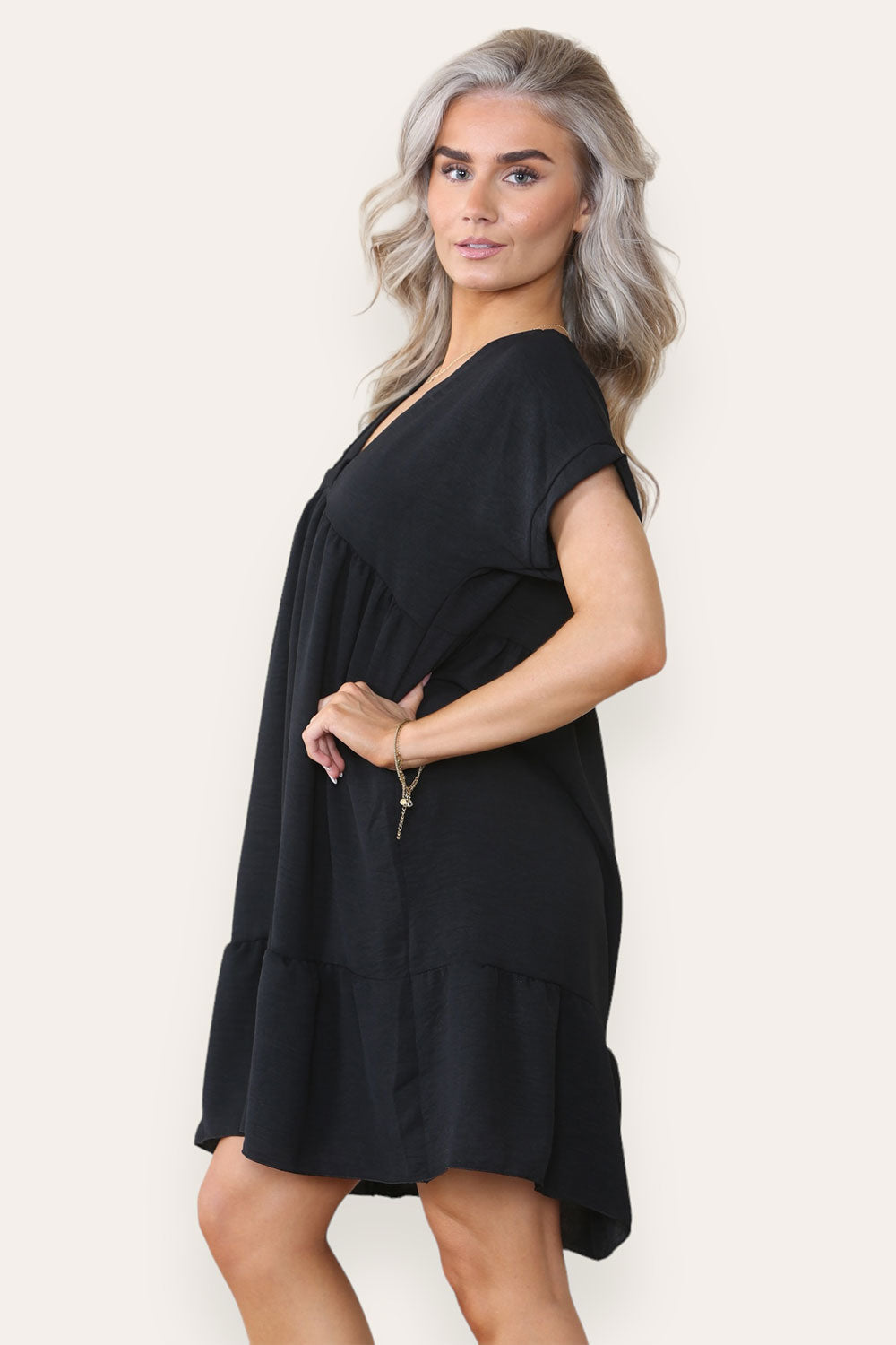 Womens Fancy Style Tiered Smock Dress