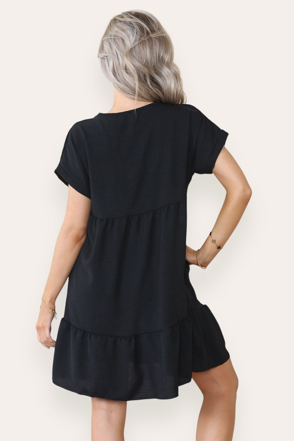 Womens Fancy Style Tiered Smock Dress