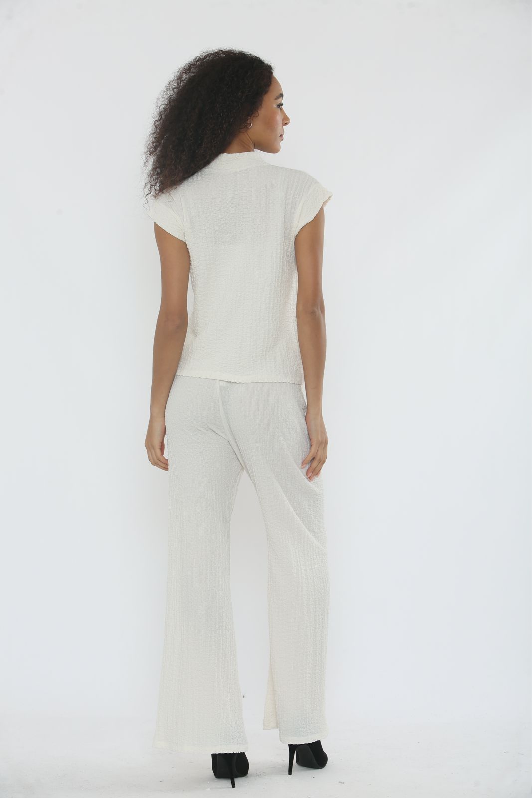 V-Neck Cheesecloth Gold Button Co-Ord Suit