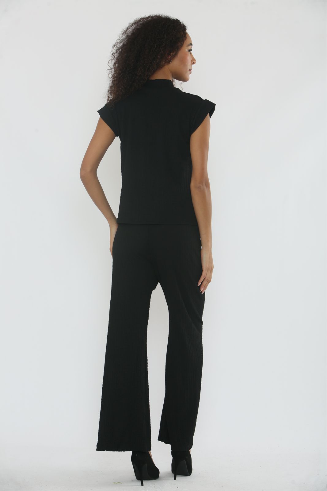 V-Neck Cheesecloth Gold Button Co-Ord Suit