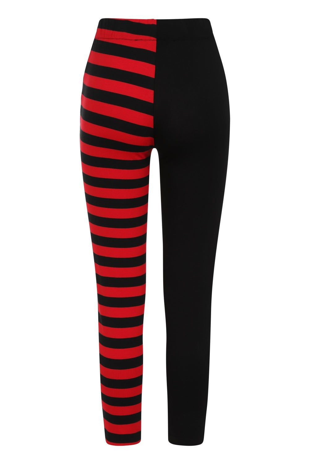 Banned Half Black Half Stripes Leggings - Red