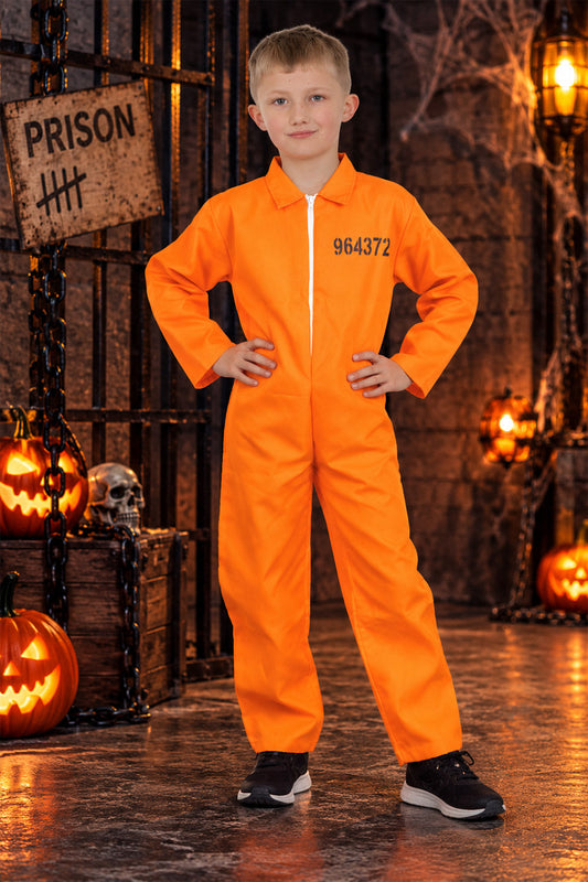 Children's Orange Prisoner Coverall Jumpsuit