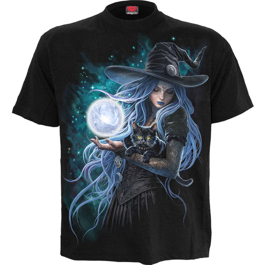 MYSTIC MOON - Front Print T-Shirt Black