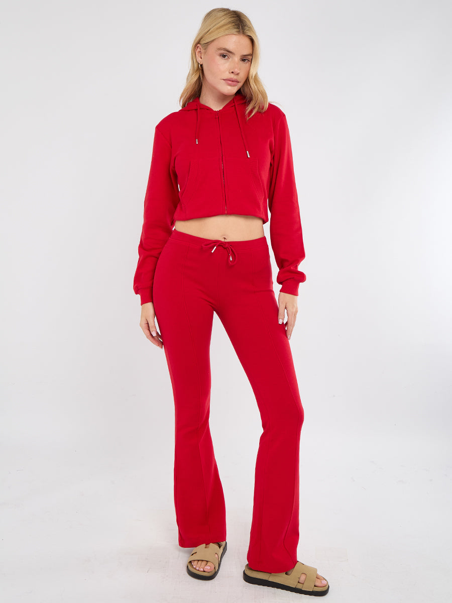 Interlock Cropped Zip Hoodie and Flared Trouser Set