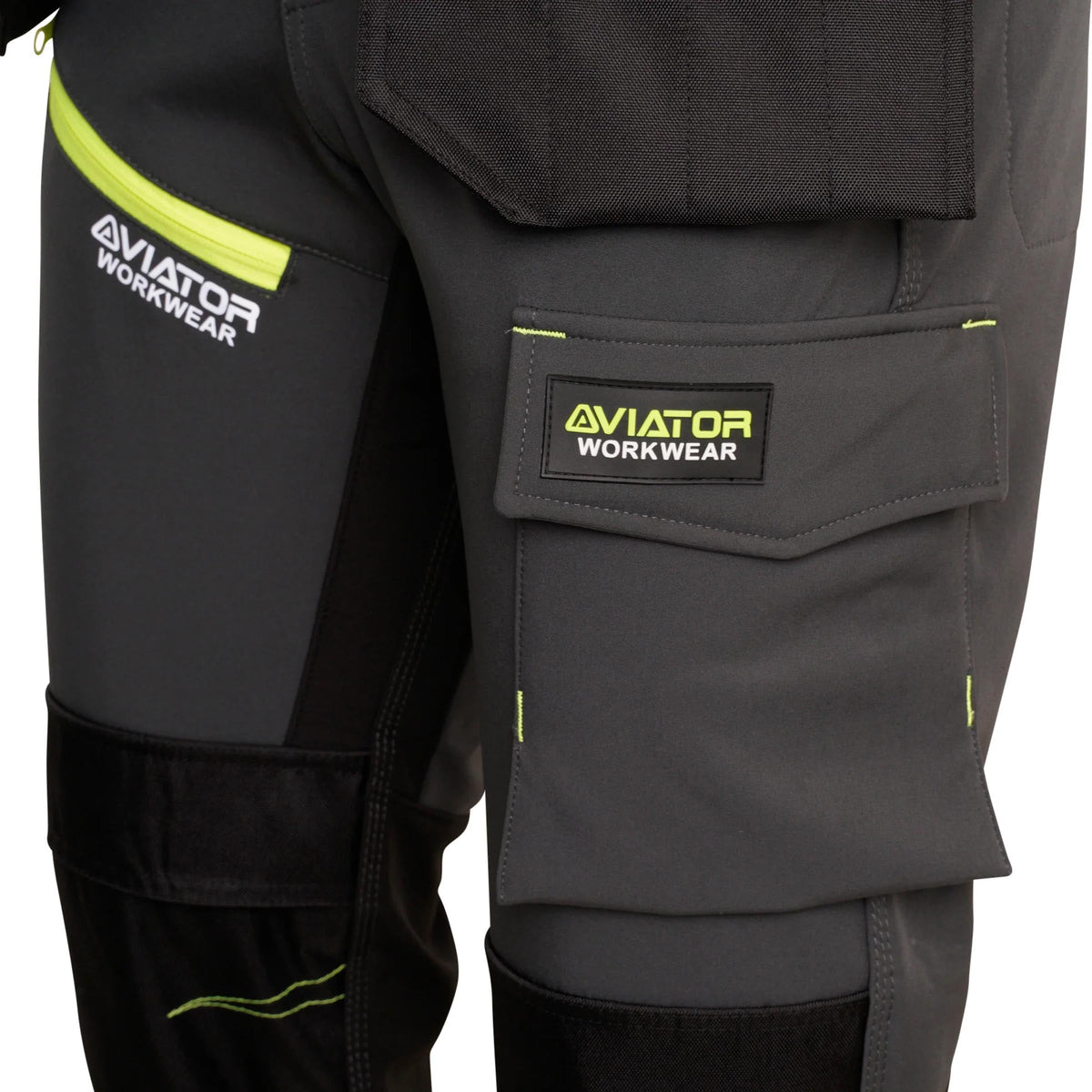 Mens Softshell Waterproof Cargo Workwear Trousers - Fleece Lined