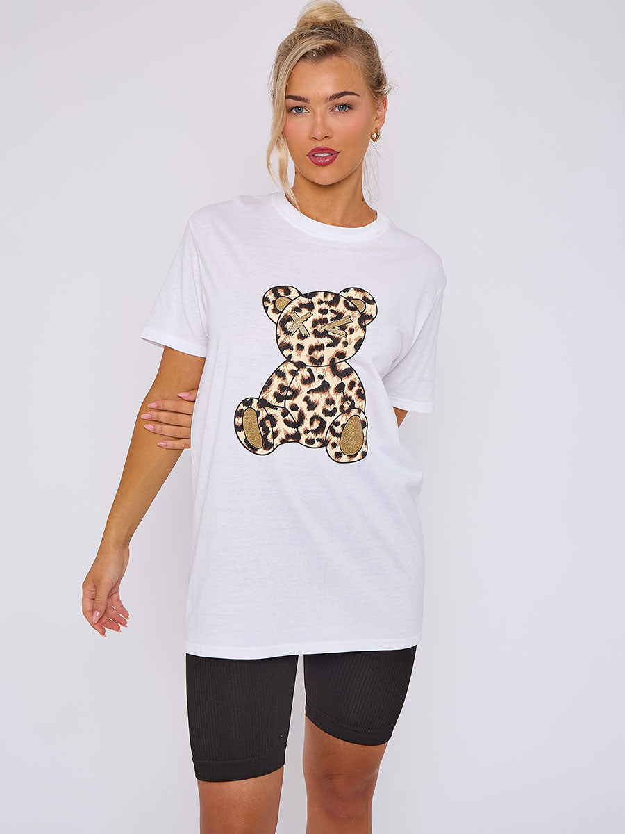 Leopard Print Teddy Graphic T-Shirt