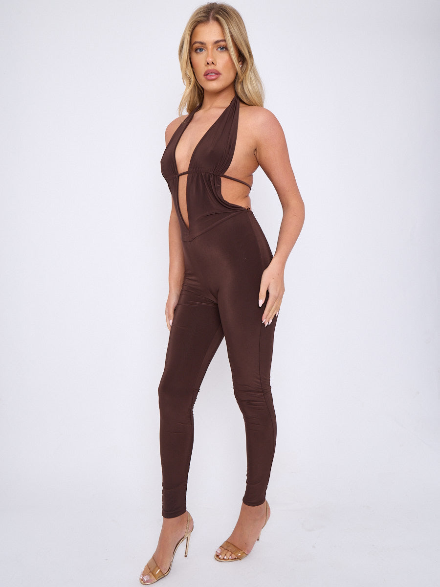Scrunch Back Halter Jumpsuit