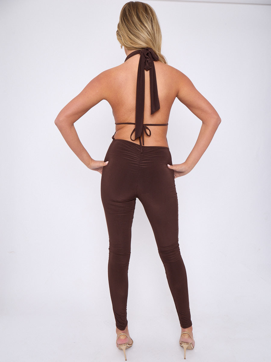 Scrunch Back Halter Jumpsuit