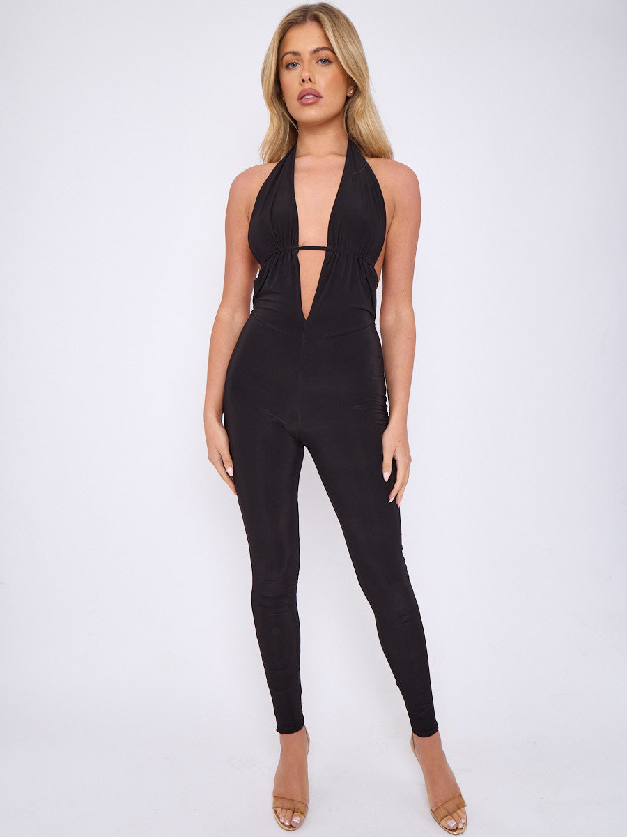 Scrunch Back Halter Jumpsuit