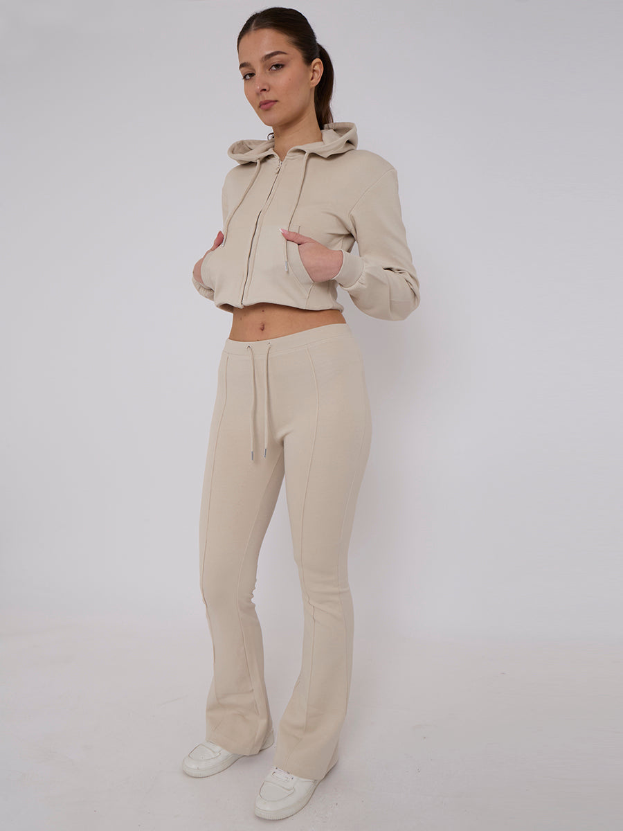 Interlock Cropped Zip Hoodie and Flared Trouser Set
