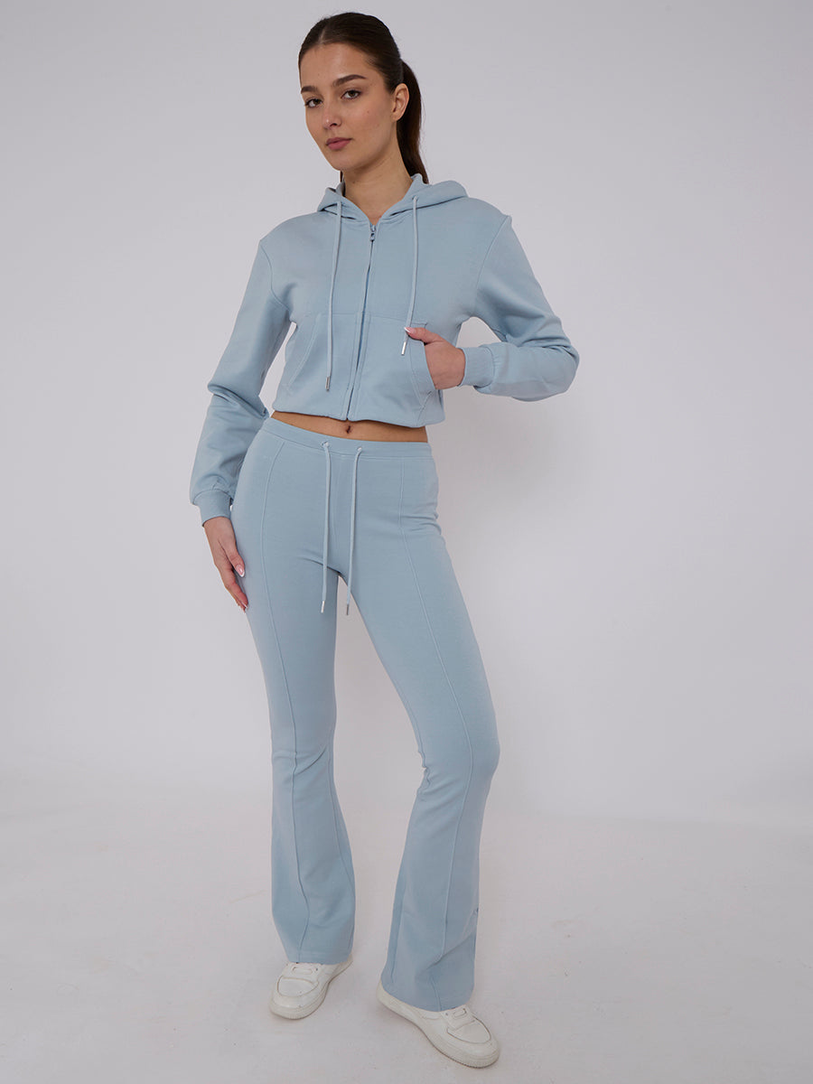 Interlock Cropped Zip Hoodie and Flared Trouser Set
