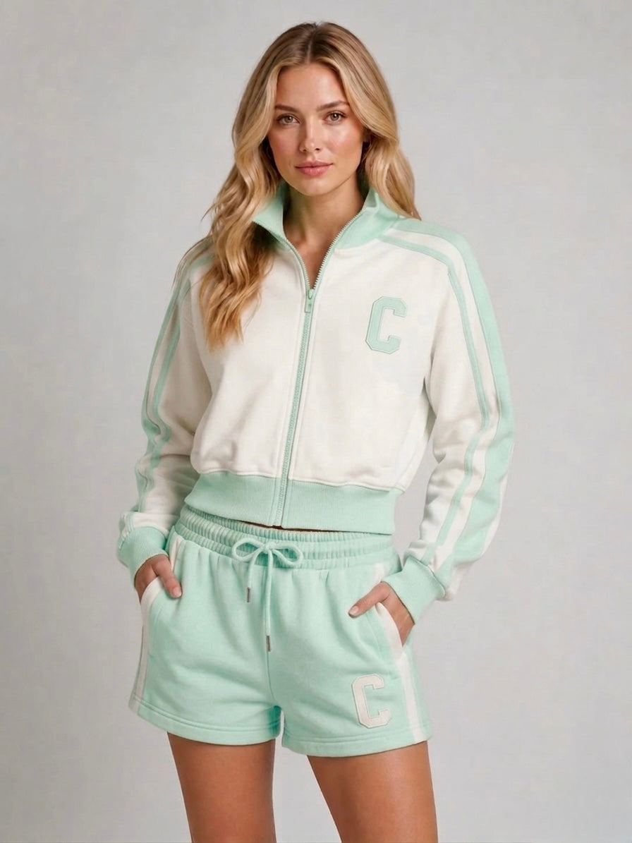 Zip Up Jacket & Shorts Fleece Co-ord