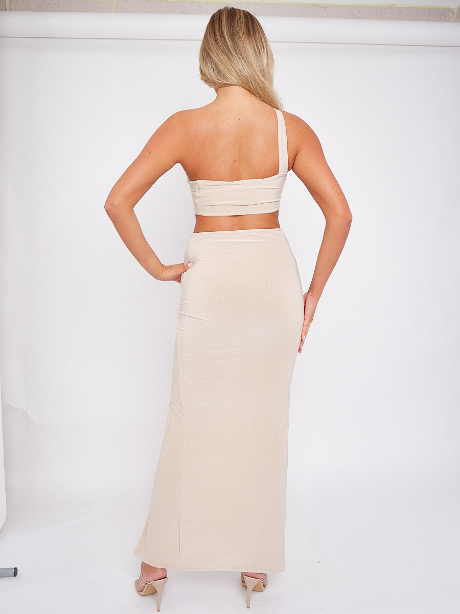 Cross Halter Slinky Ruched Dress