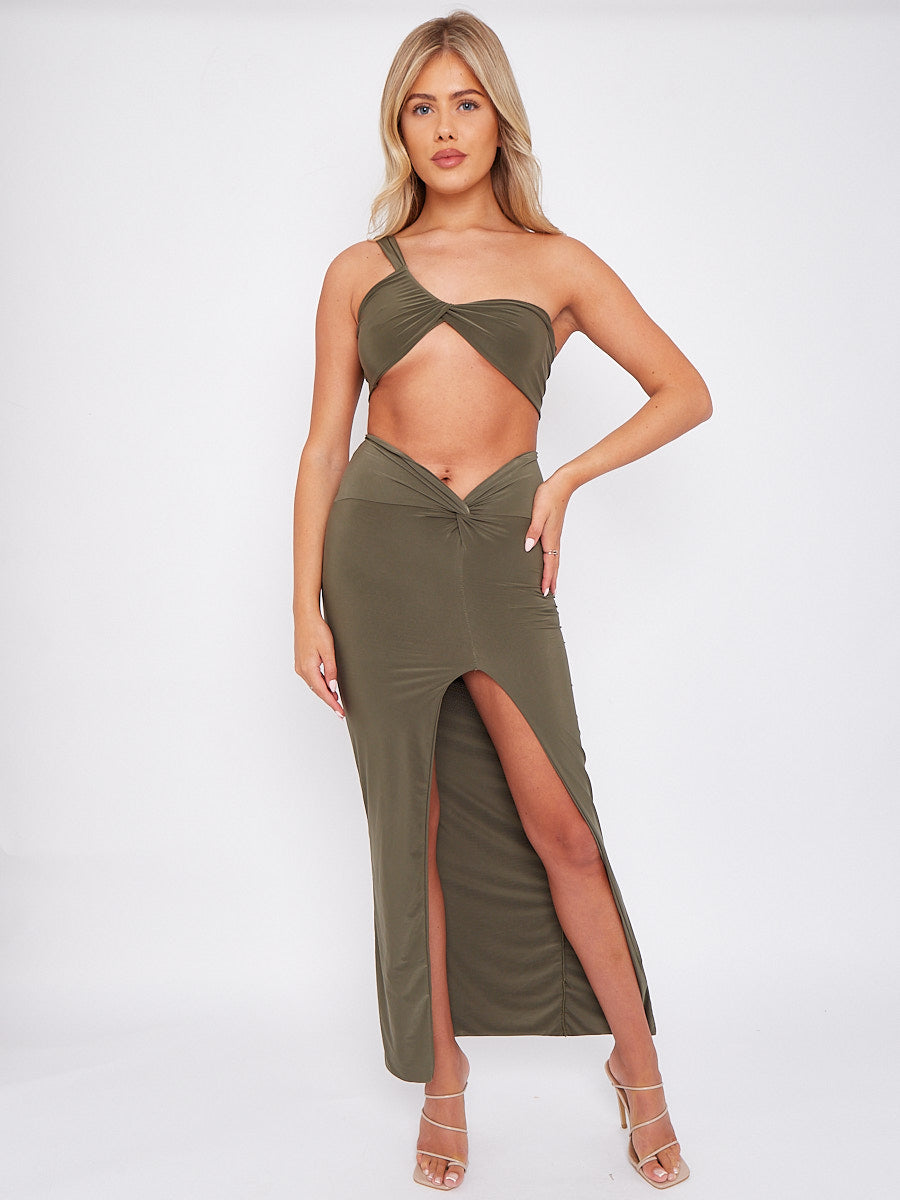 Cross Halter Slinky Ruched Dress