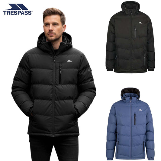 Trespass Mens Padded Casual Jacket Blustery | Quilted Puffer Hooded Coat