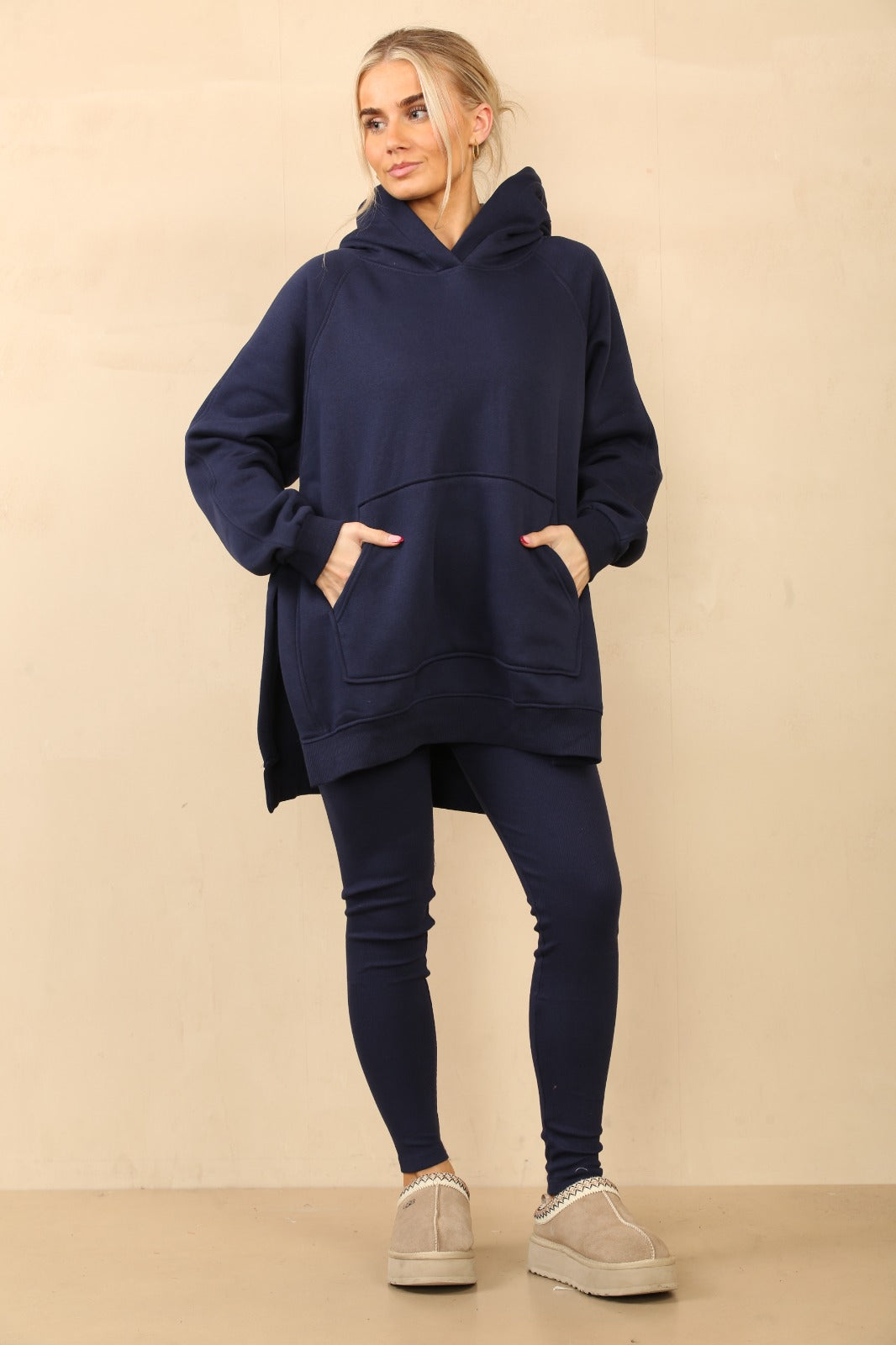 Oversized Split Sides Hoodie & Ribbed Leggings Co-ord