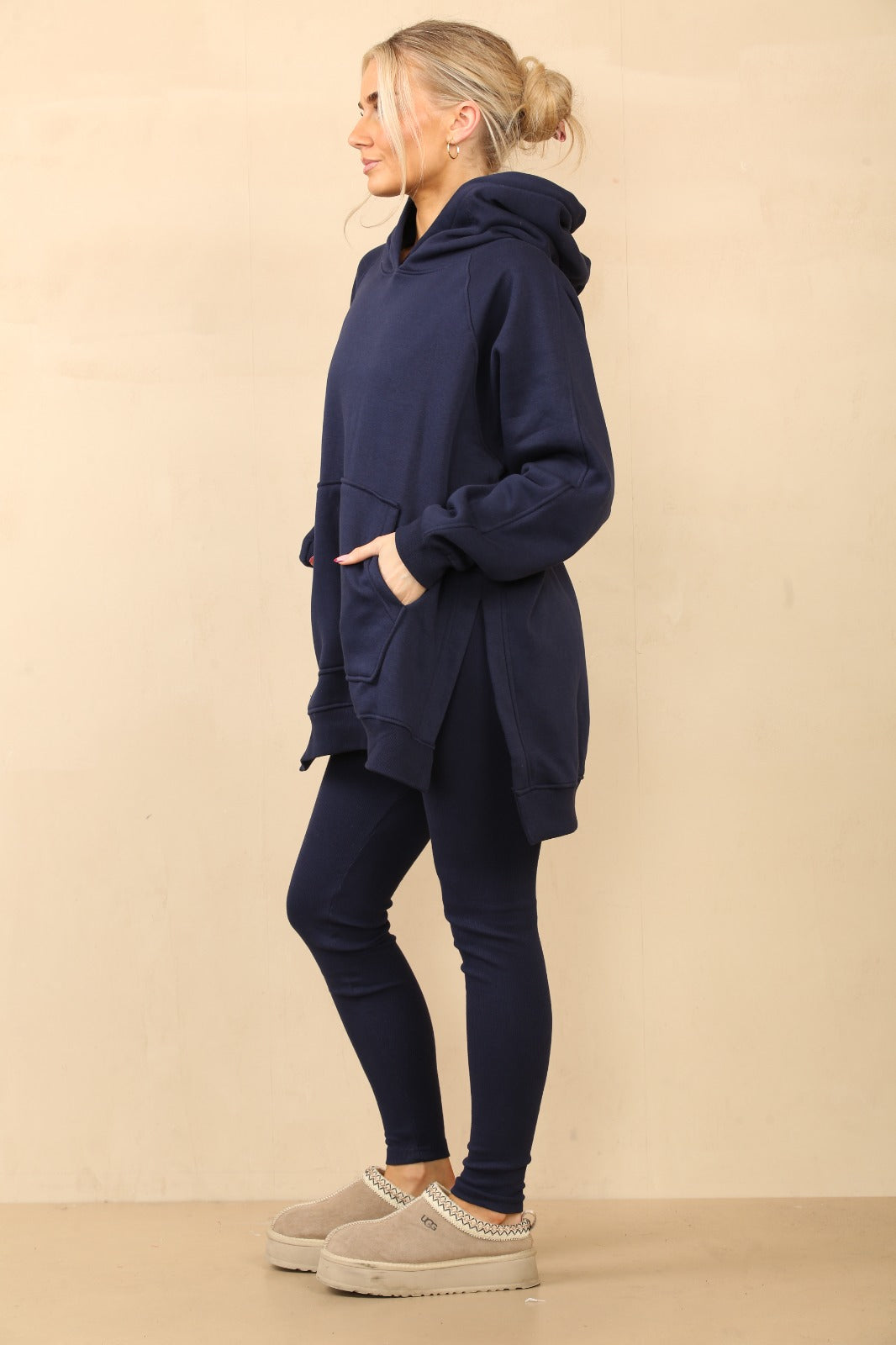 Oversized Split Sides Hoodie & Ribbed Leggings Co-ord