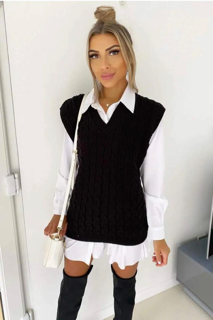 Women's Cable Knit Sleeveless Vest