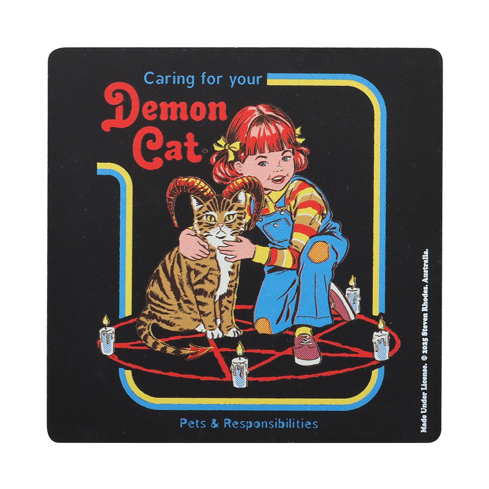 Gothic Gifts Demon Cat Coaster by Steven Rhodes