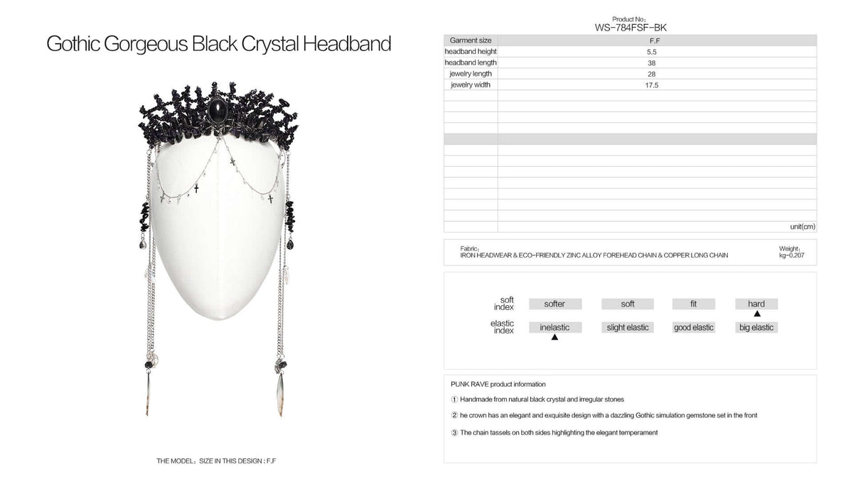 Punk Rave Effie Gorgeous Black Crystal Headband
