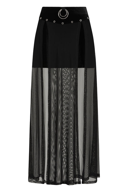 Banned Apparel Obsidian Sheer Mesh Split Skirt in Black - Size UK 8 Left Only!