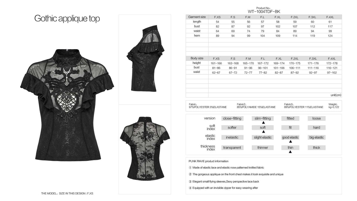 Punk Rave Gothic Applique Top