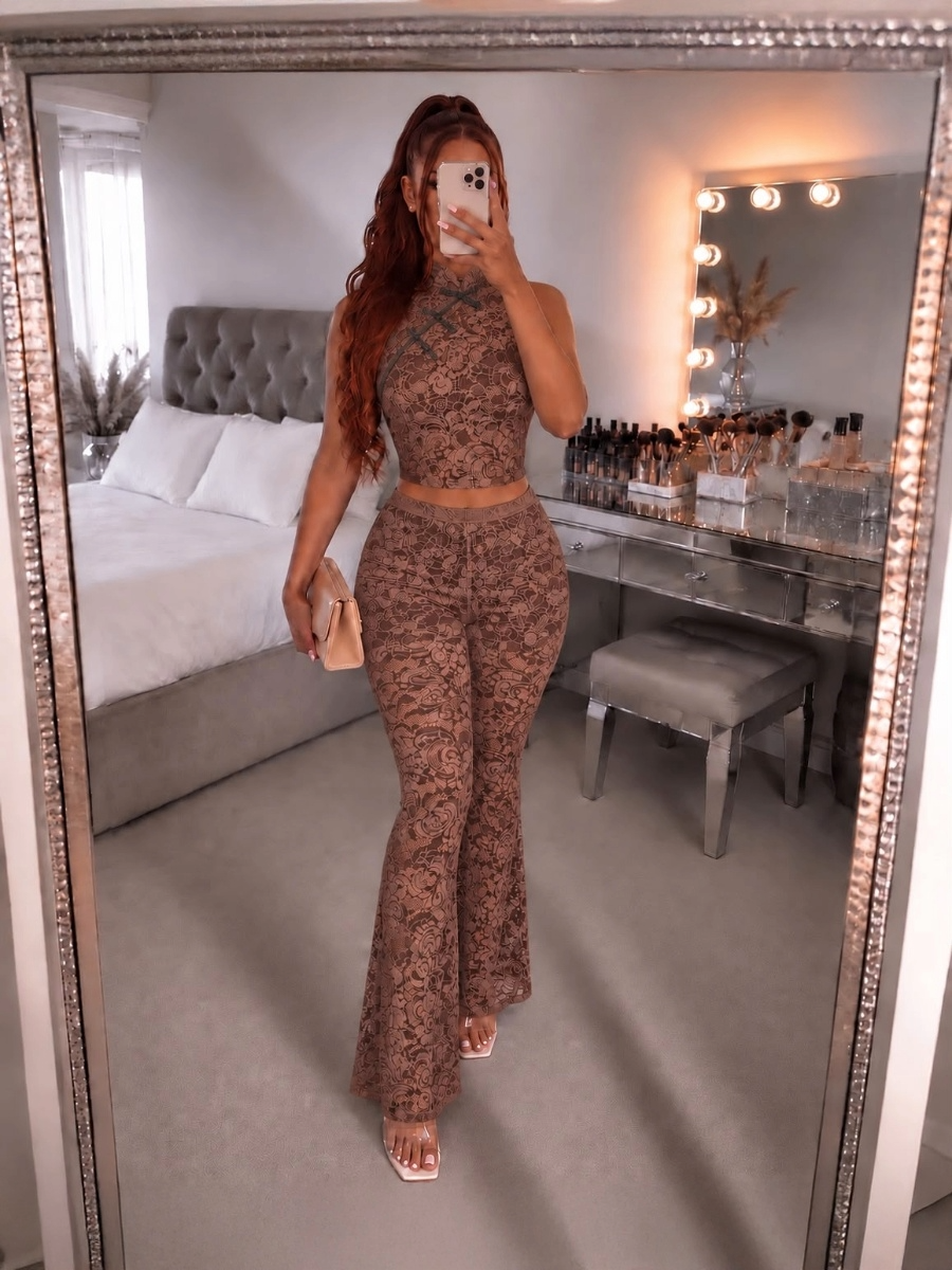 Lace High Neck Co-Ord Set