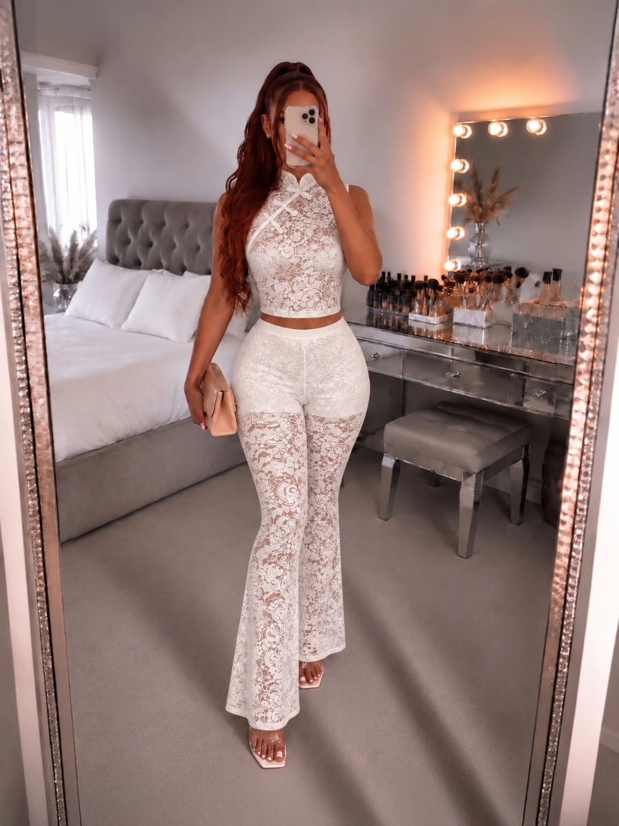Lace High Neck Co-Ord Set