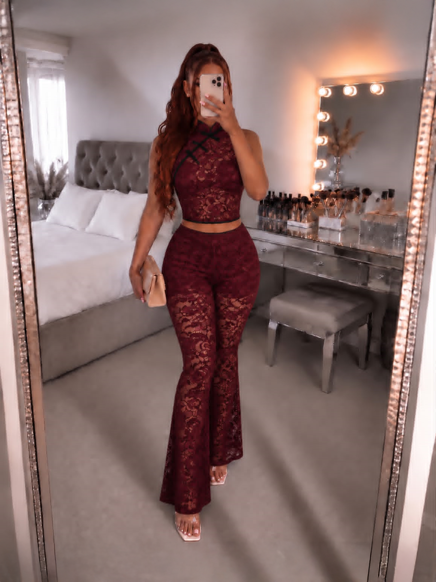 Lace High Neck Co-Ord Set