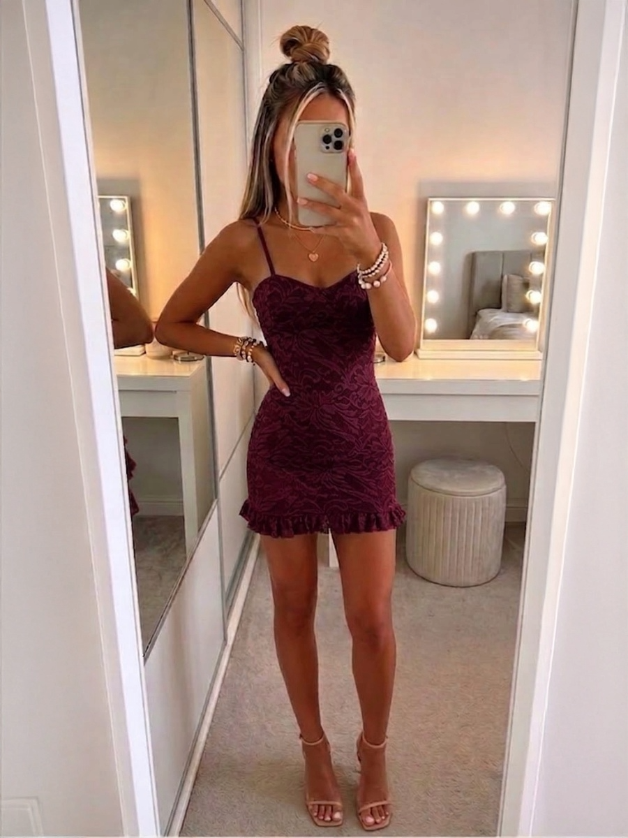 Lace Frill Hem Mini Dress