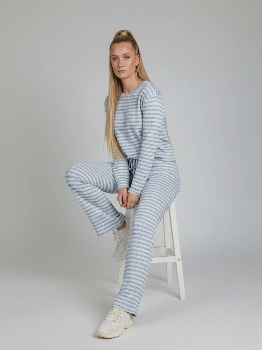 Stripe Long Sleeve Top and Trouser Set